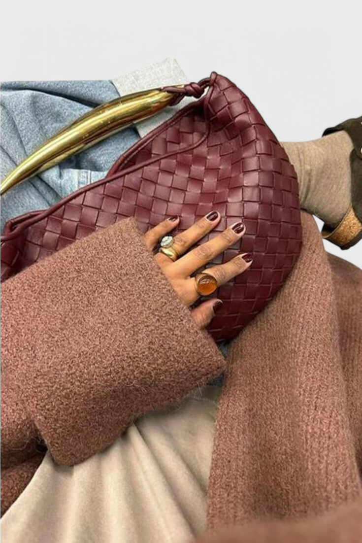Gerda Bolso Woven -laukku kultaisella kahvalla