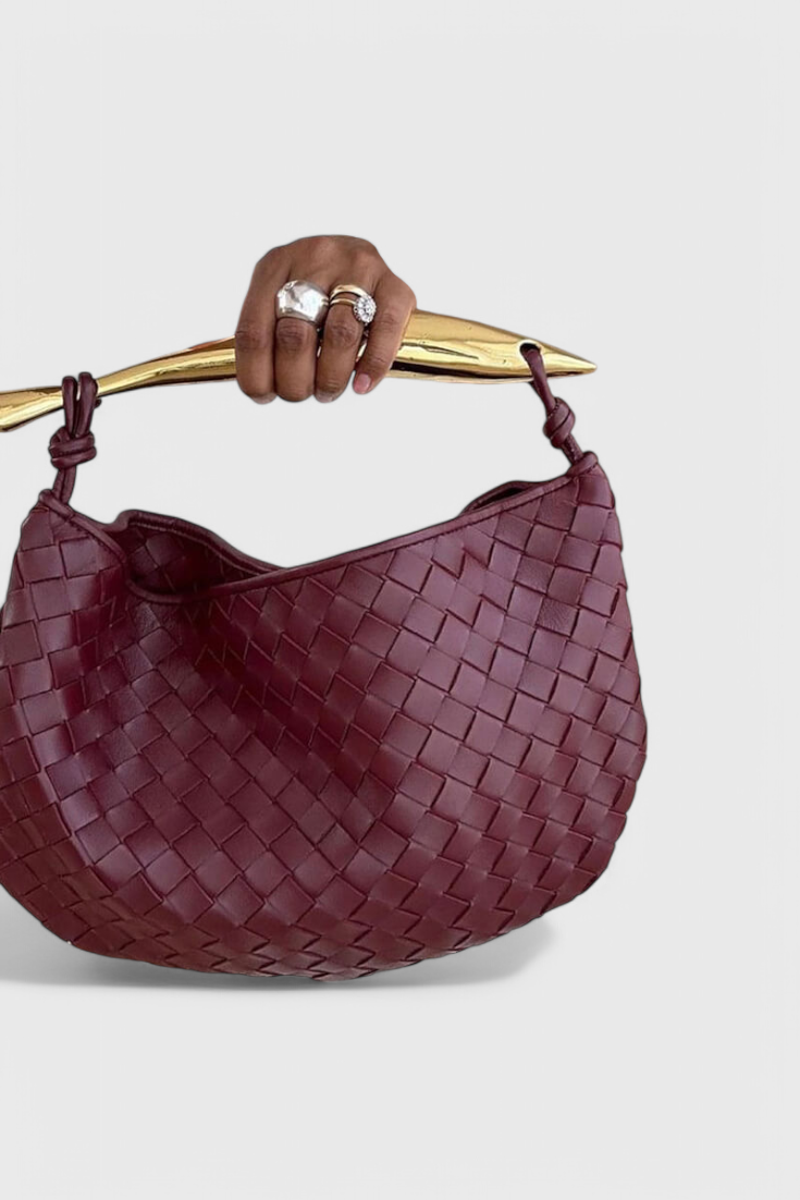 Gerda Bolso Woven -laukku kultaisella kahvalla