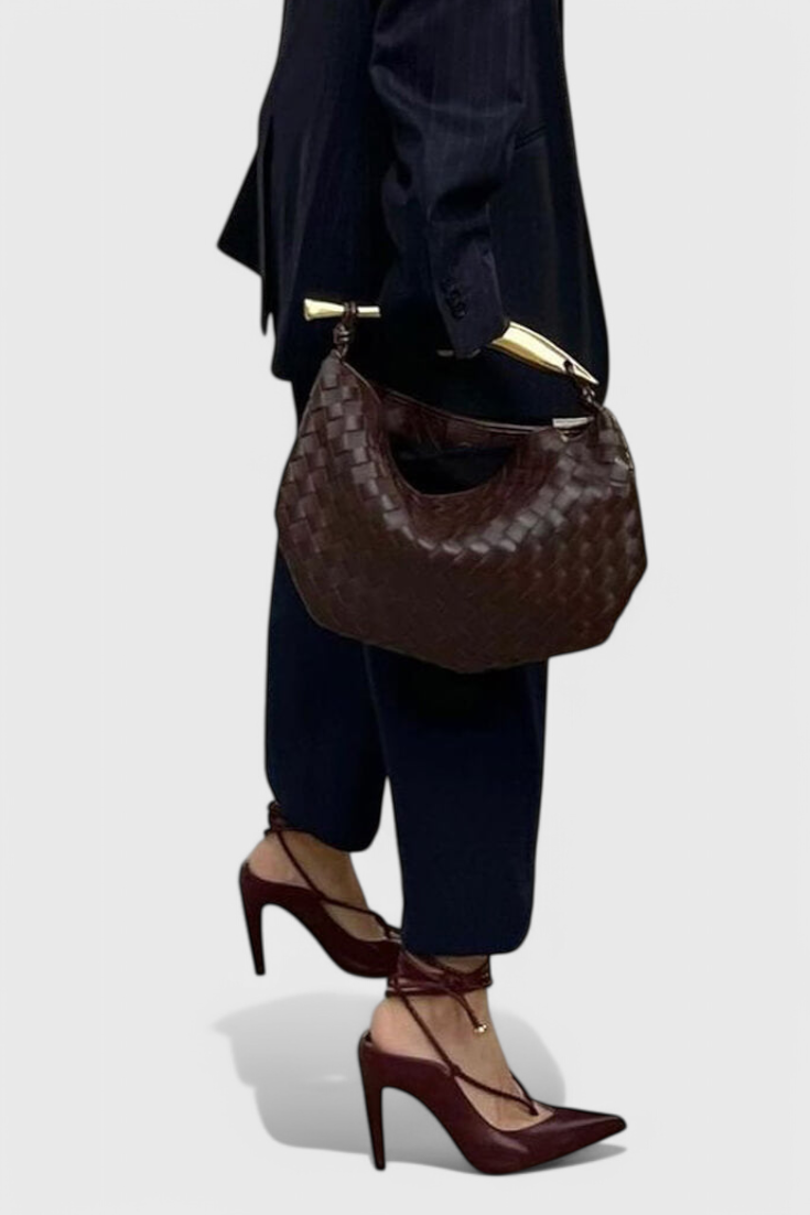 Gerda Bolso Woven -laukku kultaisella kahvalla
