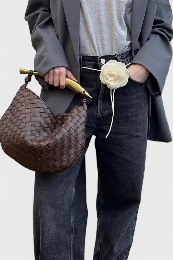 Gerda Bolso Woven -laukku kultaisella kahvalla