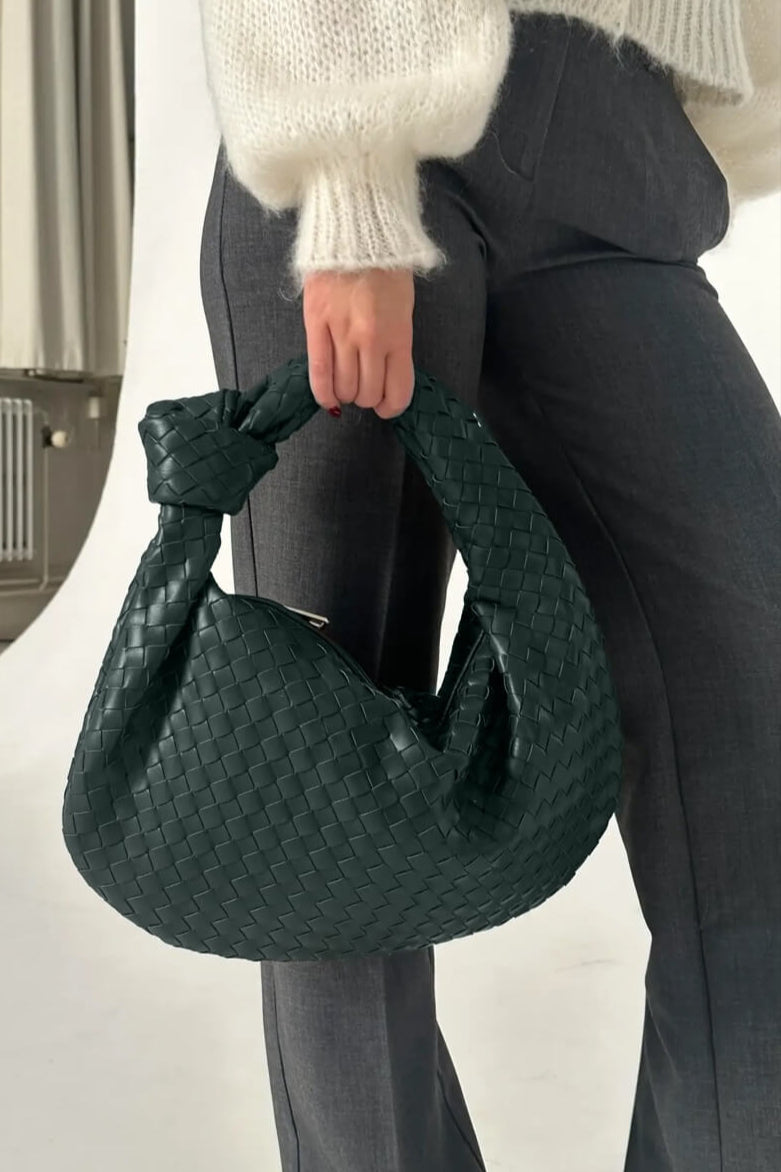 Sage keskikokoinen punottu olkalaukku
